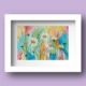Limited Edition Watercolour print of daisies dancing in a field with a very colourful background by Pat Flannery.jpeg