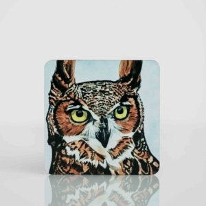 Coaster Set with Painting of an Owl Homeware Gifts.jpeg