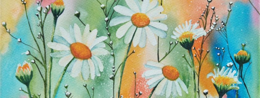 An Original Painting of Dancing Wild Irish Daisies in the Summer Time by Galway Artist Pat Flannery.jpeg