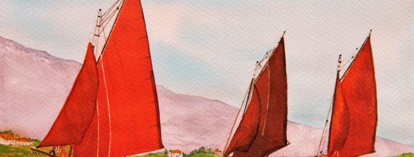 An Original Painting of Galway Hooker Boats Racing Home along the Wild Atlantic Way by Galway Painter Pat Flannery.jpeg