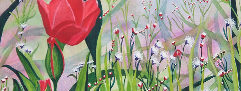 An Original Watercolour Painting of a Beautiful Tulip in Meadow by Galway Artist Pat Flannery.jpeg