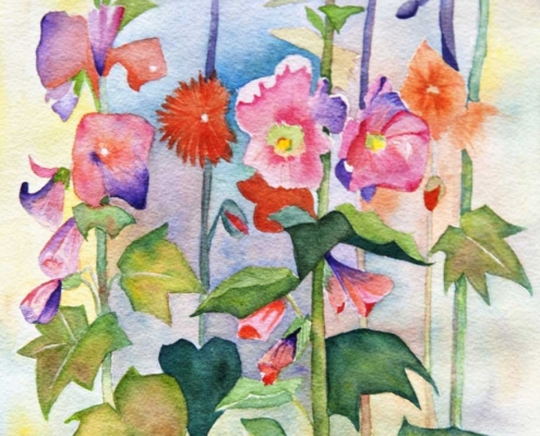 An Original Painting of a Bunch of Colourful Wild Flowers in Watercolour by Galway Artist Pat Flannery.jpeg